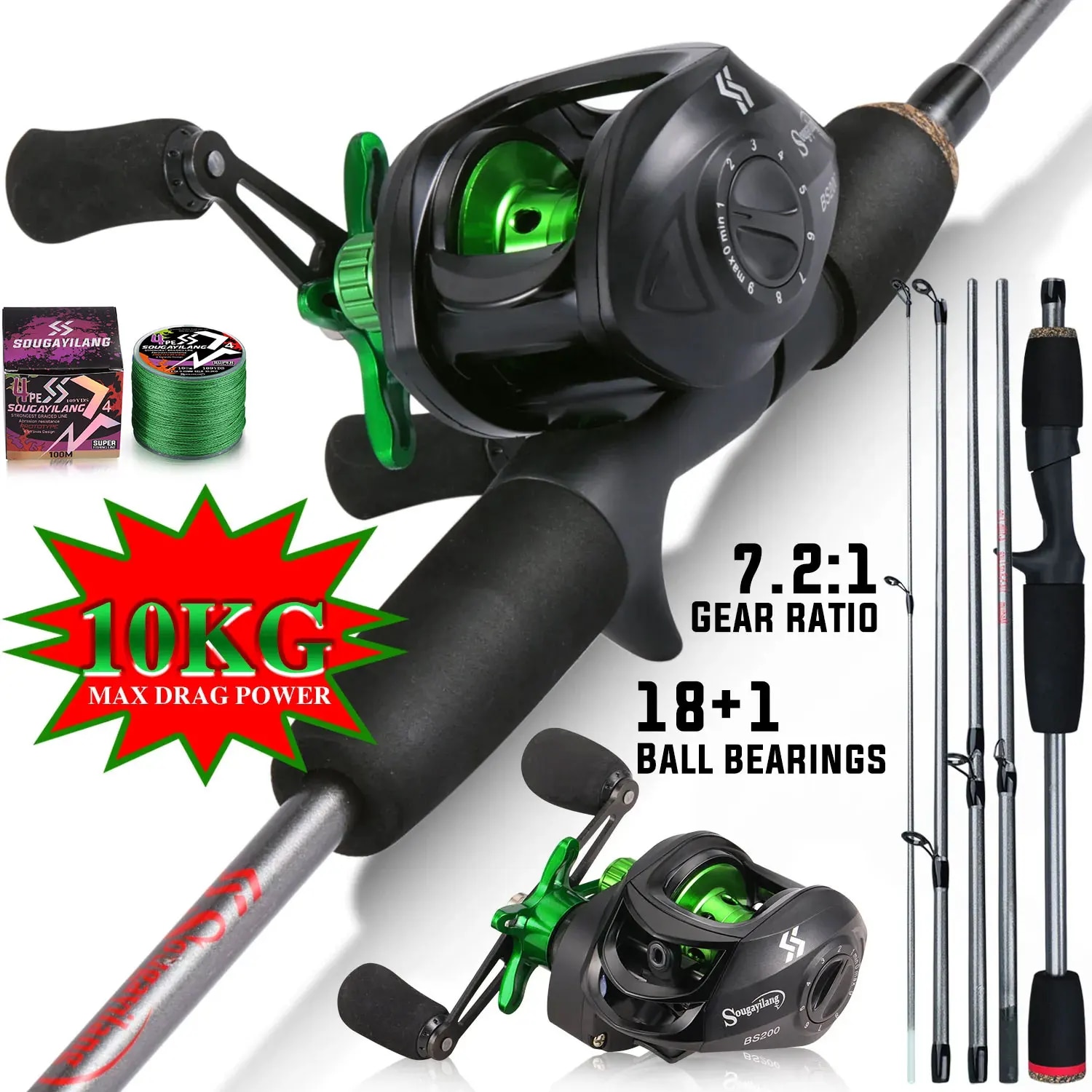 Saltwater Line - Sougayilang Fishing Rod Combo 1.7m Carbon
