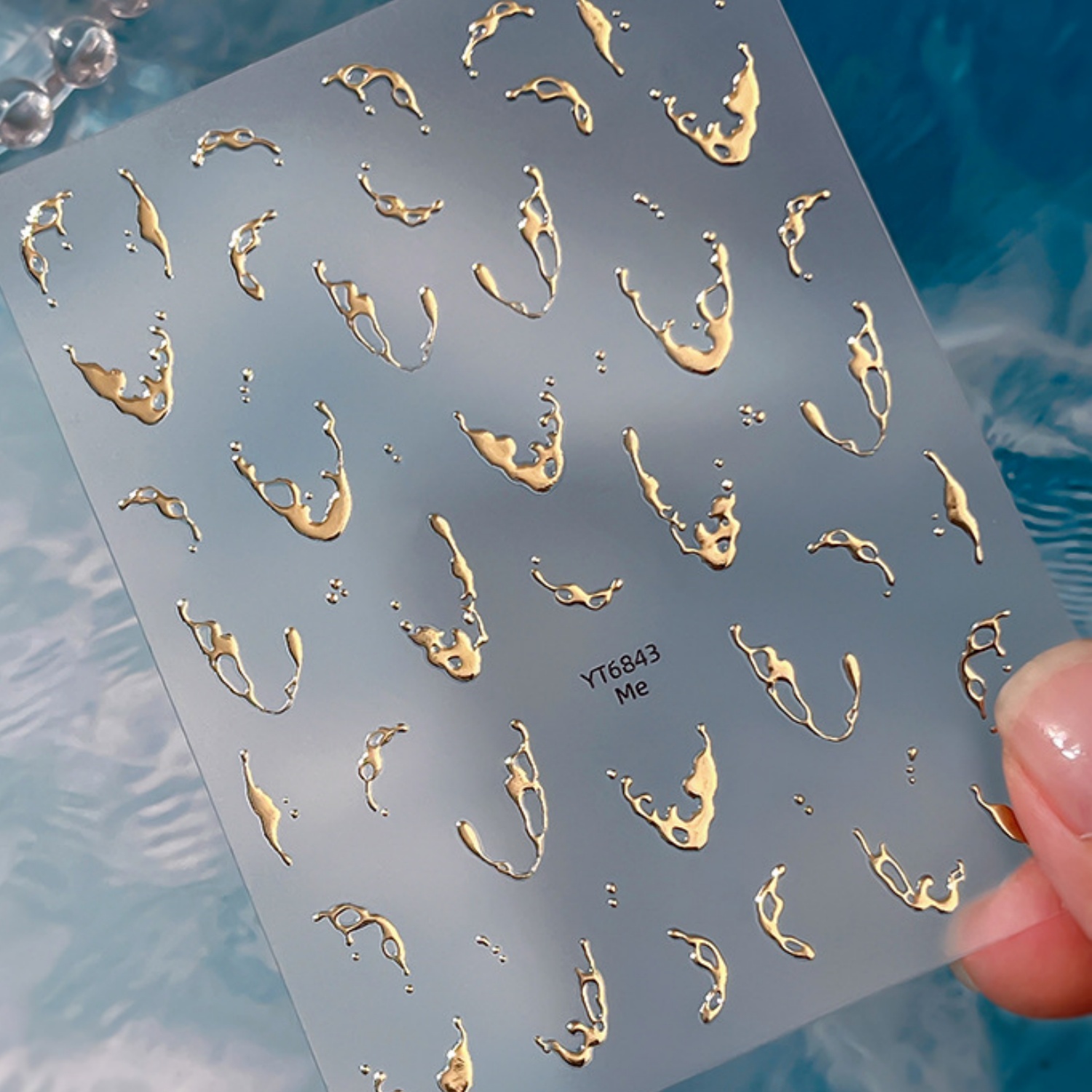 Gold Foil Water Splash 5D Nail - Freshwater Line 评论和价格